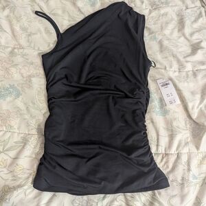 Abercrombie & Fitch Black One-Shoulder Tank Top